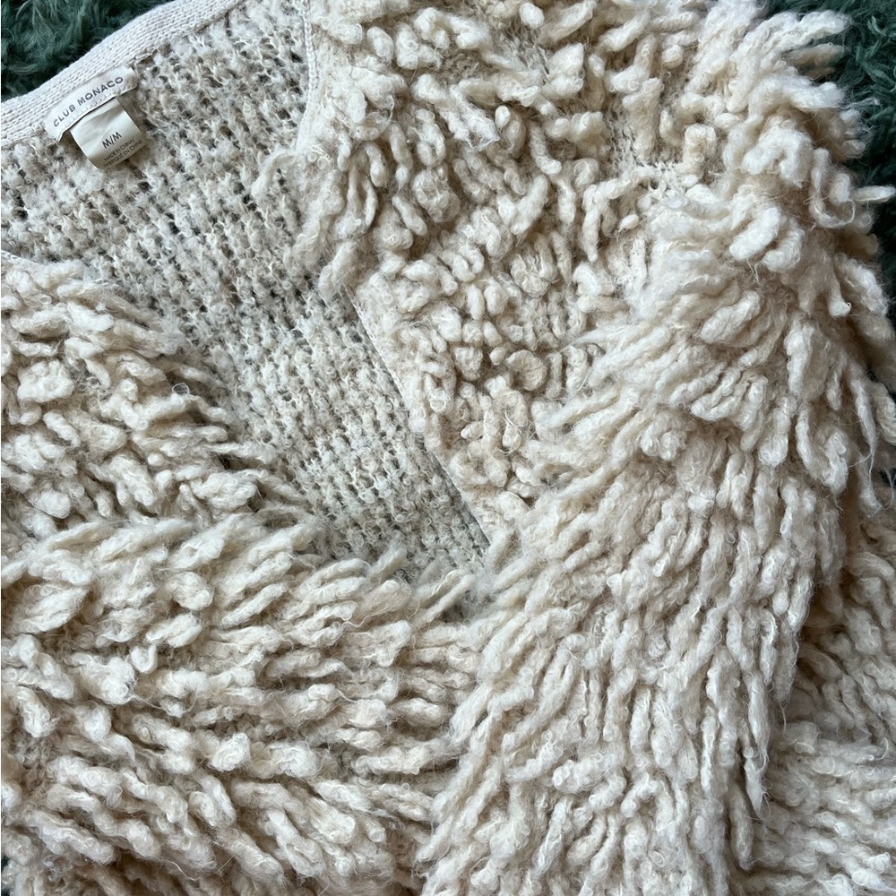 Club Monaco cream/beige tasseled sweater